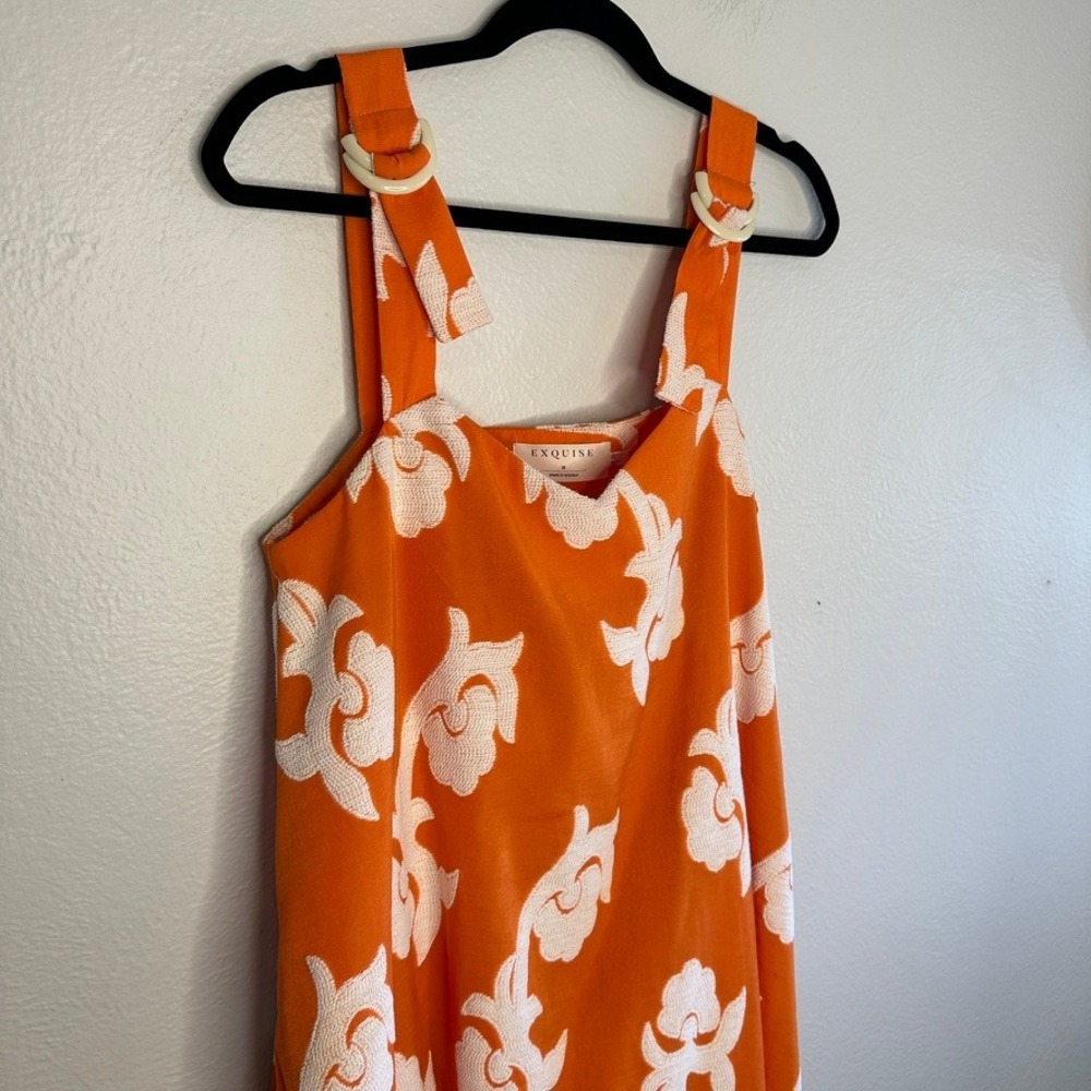 Anthropologie x Exquise Orange‎ Phoebe Flounced Maxi Dress Size Medium - Picture 7 of 12